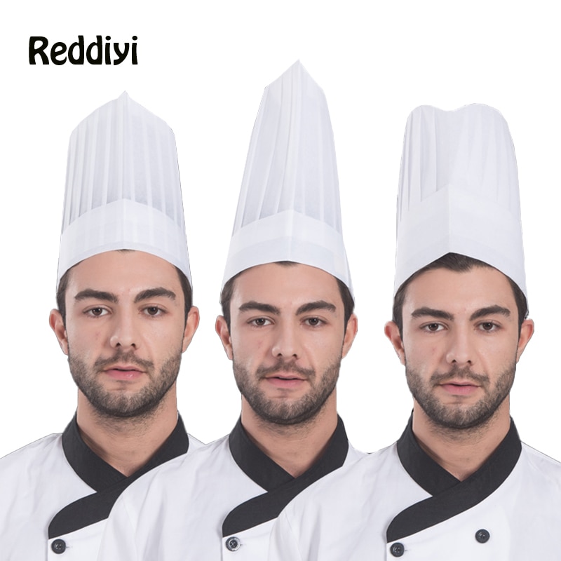 Restaurant Kitchen Hat Disposable Cook Cooking Cap Catering Waiter Work Non-Woven Hats Hotel Breathable Chef Caps Height 23/29cm